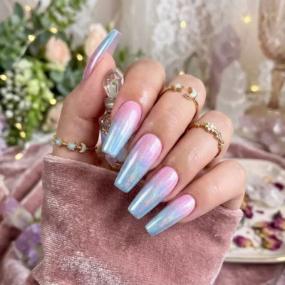 Cotton Candy Chrome Nails