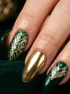 7 Stunning Green and Gold Nail Designs Regal Look
